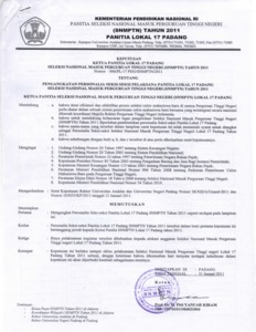 B Pengawas SNMPTN 2011 - Document Repository Universitas Andalas